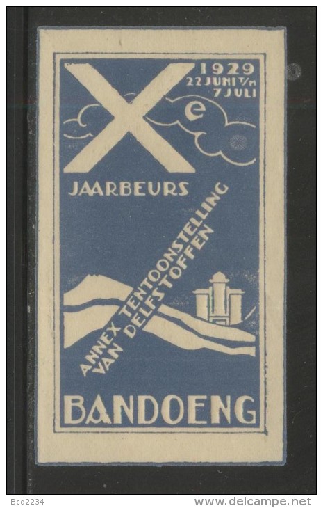 NETHERLANDS 1929 BANDOENG 10TH FAIR & MINERALS EXHIBITION BLUE NO GUM POSTER STAMP CINDERELLA ERINOPHILATELIE - Ongebruikt