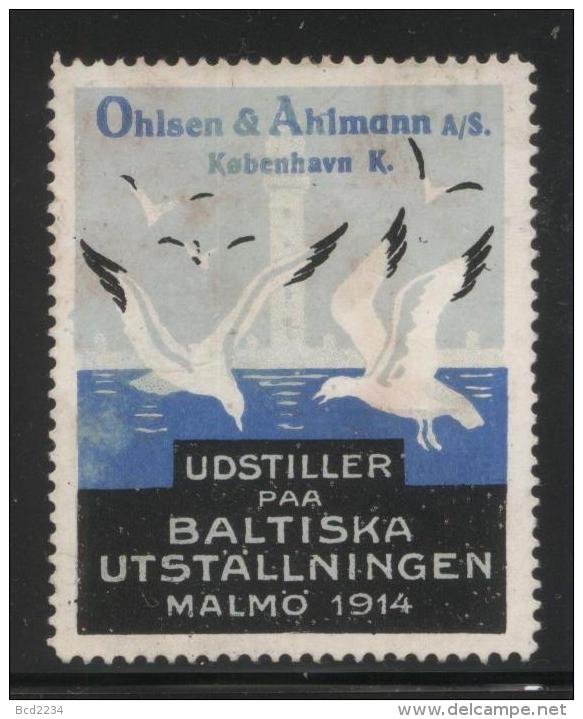 SWEDEN 1914 BALTIC EXPO RARE OHLSEN & AHLMANN EXHIBITORS IMPRINT NO GUM POSTER STAMP CINDERELLA ERINOPHILATELIE - Neufs