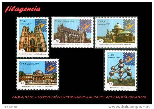 AMERICA. CUBA MINT. 2001 EXPOSICIÓN FILATÉLICA BÉLGICA 2001. EDIFICIOS NOTABLES EN BRUSELAS - Nuovi