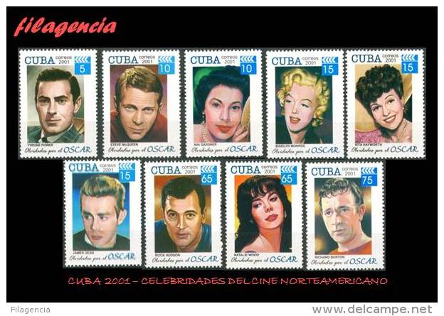 AMERICA. CUBA MINT. 2001 OLVIDADOS POR EL OSCAR, ESTRELLAS DEL CINE - Neufs