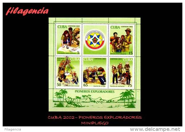 AMERICA. CUBA MINT. 2002 PIONEROS EXPLORADORES. MOVIMIENTO SCOUT. HOJA BLOQUE - Neufs