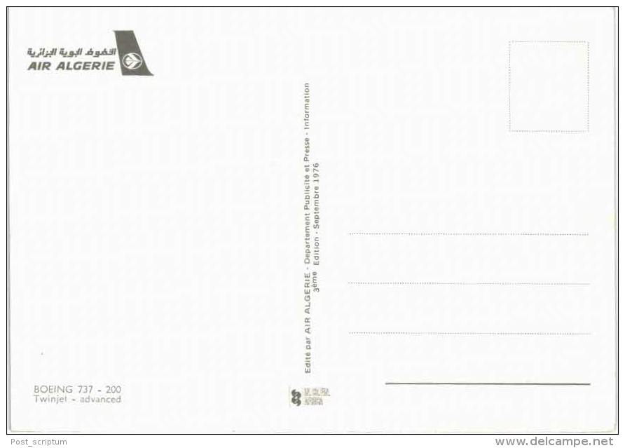Thème -  Avion - Air Algérie - BOeing 737-200 Twinjet Advanced - 1976 - 1946-....: Moderne