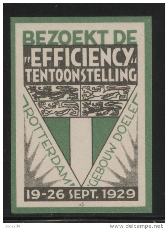 NETHERLANDS 1929 ROTTERDAM VISIT THE EFFICIENCY EXHIBITION NHM POSTER STAMP CINDERELLA ERINOPHILATELIE - Neufs