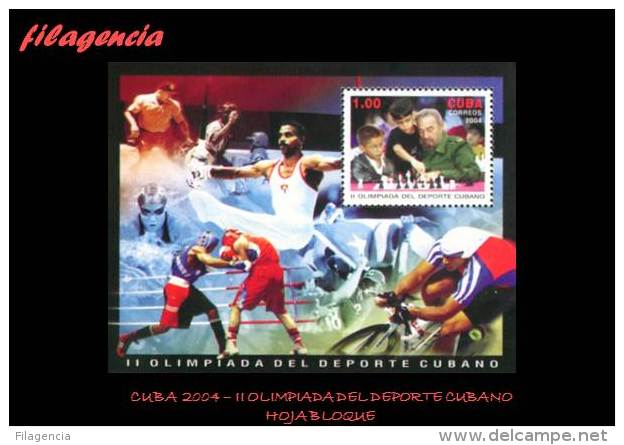 AMERICA. CUBA MINT. 2004 II OLIMPIADA DEL DEPORTE CUBANO. FIDEL CASTRO. AJEDREZ. HOJA BLOQUE - Unused Stamps