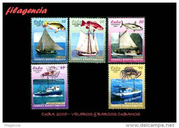 AMERICA. CUBA MINT. 2005 VELEROS & BARCOS CUBANOS. FAUNA MARINA - Ungebraucht