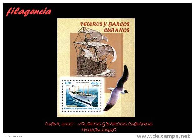 AMERICA. CUBA MINT. 2005 VELEROS & BARCOS CUBANOS. FAUNA MARINA. HOJA BLOQUE - Ongebruikt