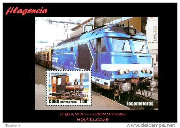 AMERICA. CUBA MINT. 2005 HISTORIA DEL FERROCARRIL. LOCOMOTORAS. HOJA BLOQUE - Unused Stamps