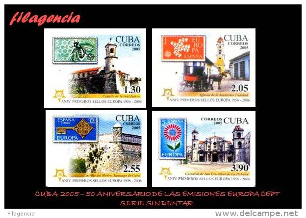 AMERICA. CUBA MINT. 2005 CINCUENTENARIO DE LAS EMISIONES EUROPA CEPT. VERSIÓN SIN DENTAR - Unused Stamps