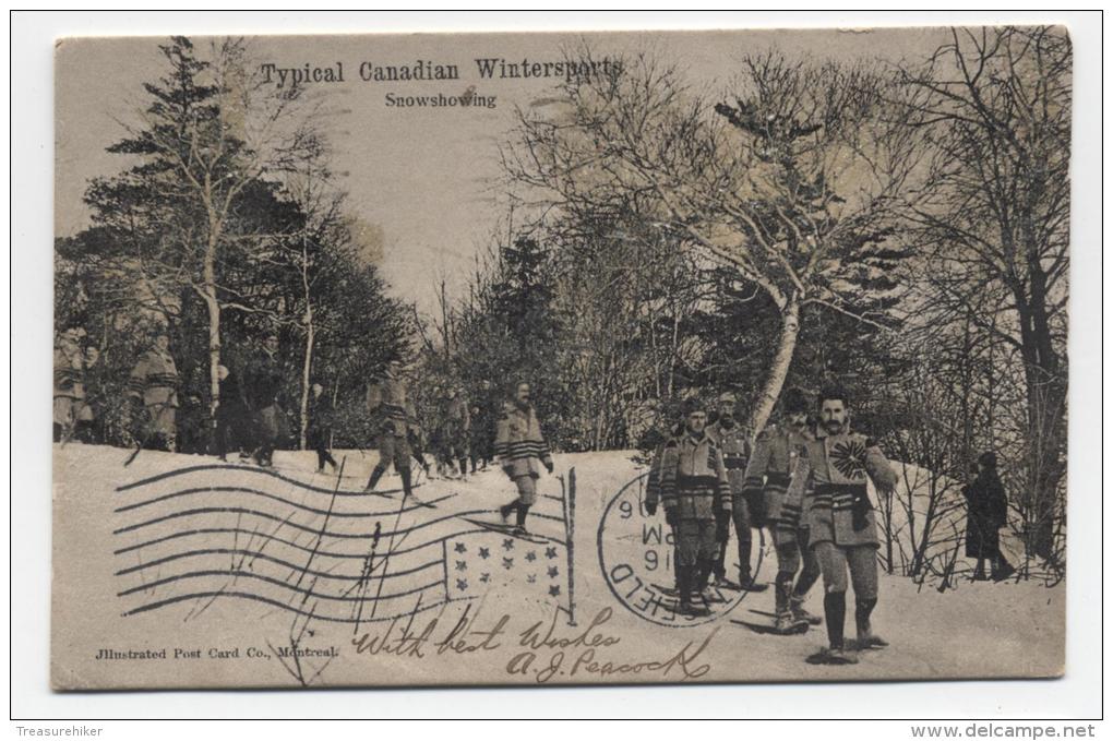 CANADA ~ Men On Snowshoes 1906 To Pittsfield, Mass. USA - Montreal