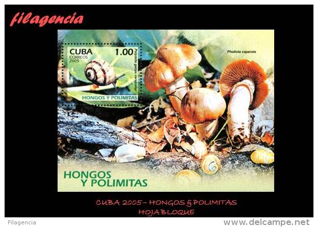 AMERICA. CUBA MINT. 2005 FLORA & FAUNA. HONGOS & POLIMITAS. HOJA BLOQUE - Neufs