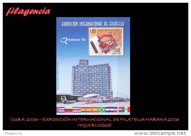AMERICA. CUBA MINT. 2006 EXPOSICIÓN FILATÉLICA HABANA 2006. HOTEL RIVIERA. HOJA BLOQUE - Ungebraucht