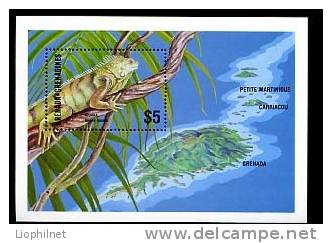 GRENADA GRENADINES 1986, IGUANE Et VUE DES ILES, 1 Bloc, Neuf. R378 - Autres & Non Classés