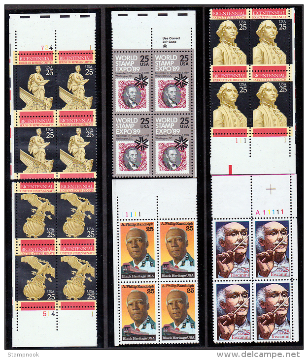 USA Scott 2402, 2410, 2411, 2412, 2413, 2414 Plate Blocks Mint NH - Plate Blocks & Sheetlets