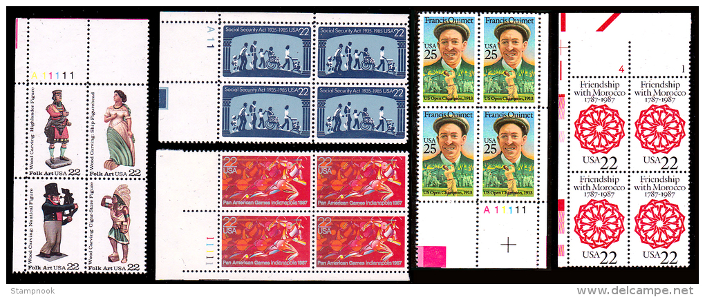 USA Scott 2349, 2377, 2401, 2403, 2416 Plate Blocks Mint NH - Numero Di Lastre