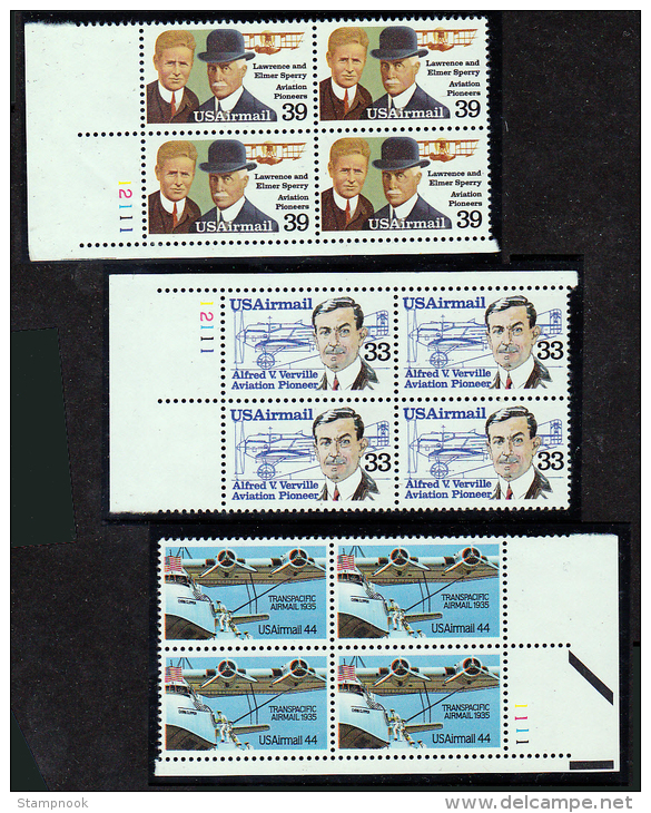 USA Scott C113, C114, C115 Plate Blocks Airmails Mint NH VF - Números De Placas