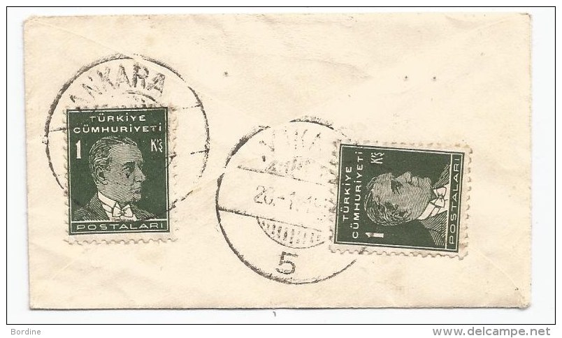 - Lettre - TURQUIE - ANKARA - Càd à Pont S/TP à 20 Paras Orange + 1 Krsx2 Olive + Càd à Pont - 1934 - Storia Postale