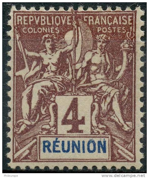 Reunion (1892) N 34 * (charniere) - Autres & Non Classés