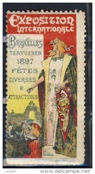 TIMBRE VIGNETTE BRUXELLES 1897 # EXPOSITION UNIVERSELLE # FETES ATTRACTIONS - Erinnofilia [E]