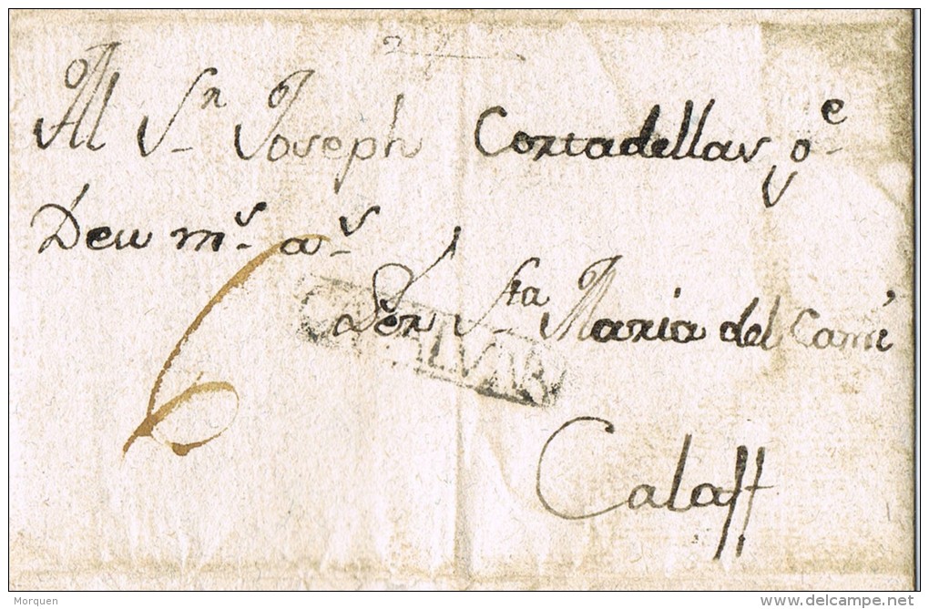 6777. Carta Entera Pre Filatelica BELLCAIRE (Lerida) 1786 - ...-1850 Préphilatélie