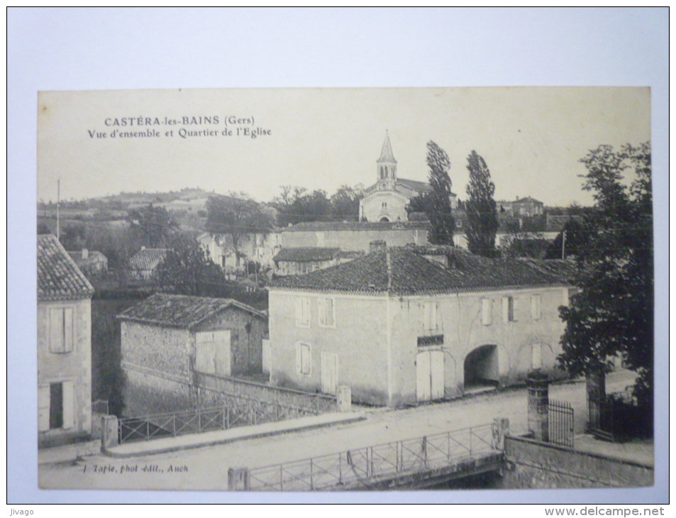 CASTERA-les-BAINS  (Gers)  :  Vue D'ensemble Et Quartier De L'Eglise   1906 - Castera