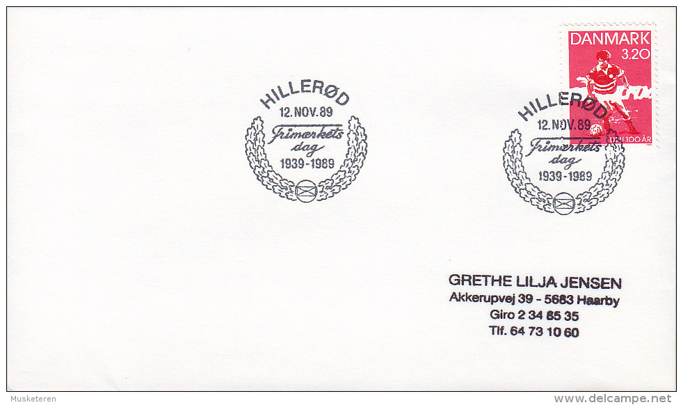 Denmark Sonderstempel HILLERØD Cover Frimærkets Dag 1989 Tag Der Briefmarke Day Of Stamp Jour De Timbre Football Laudrup - Lettres & Documents