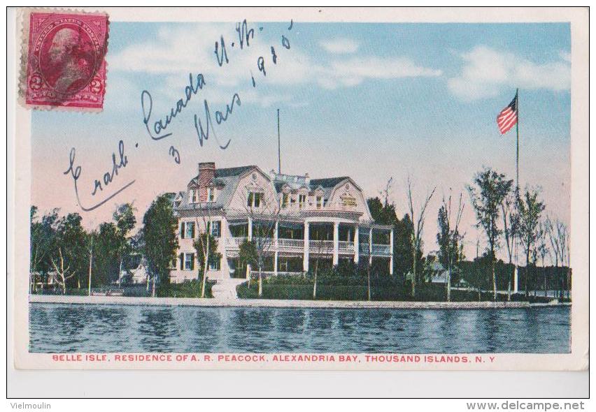 CANADA THOUSAND ISLANDS BELLE ISLE RESIDENCE PEACOCK ALEXANDRIA BAY BELLE CARTE RARE !!! - Thousand Islands