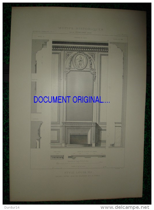 Décoration Intérieure ...Style Louis XVI - Salon - Hôtel Quai De Voltaire à PARIS ( 2 Planches ) - Other Plans