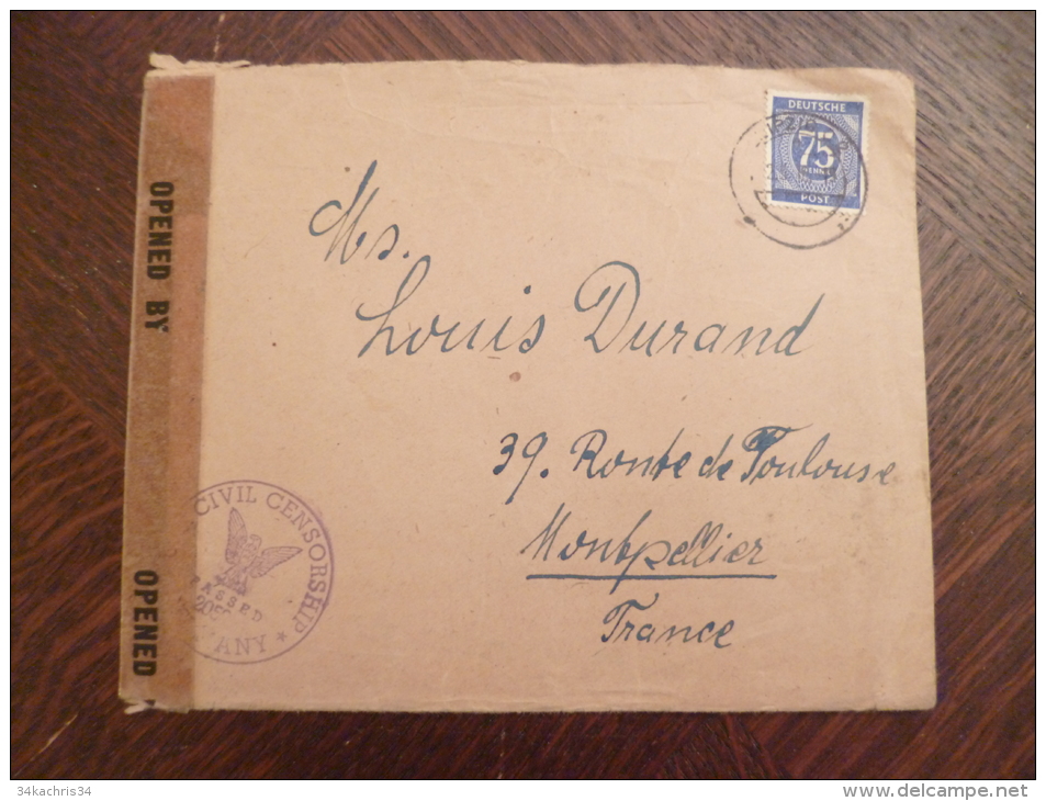 Rare Lettre Allemande Avec TP Deutsche Post  Avec Rare Censure Civil Censorship.Maritim1946 - Autres & Non Classés