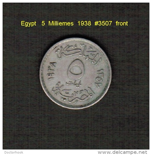 EGYPT    5  MILLIEMES  1938  (KM # 363) - Aegypten