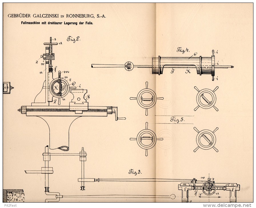 Original Patentschrift - Gebr. Galczinski In Ronneburg , 1894 , Feilmaschine , Metallbau , Feile , Thüringen !!! - Maschinen