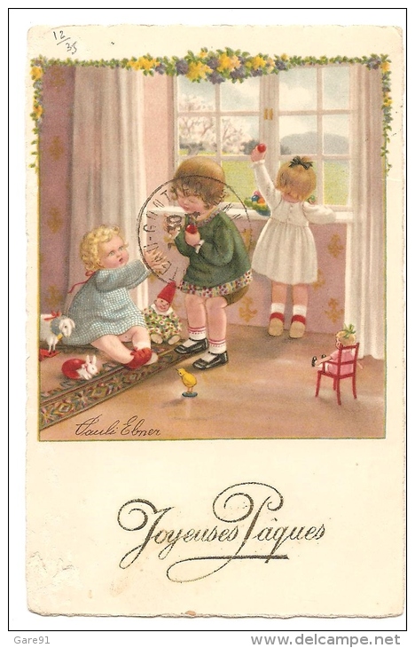 ENFANTS  Joyeuses Paques Signée  Pauli ELMER - Faivre