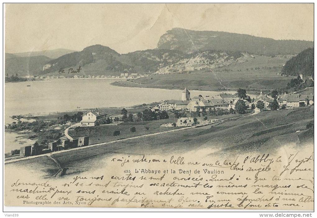 L'Abbaye  -  Lac Et Dent De Vaulion  -  Cachet Poste 7 Septembre 1904 - Vaulion