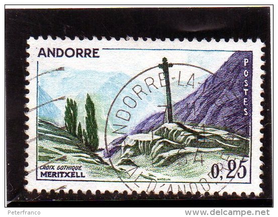 1961 Andorra Fr. - Croce Gotica Di Meritxell - Usados