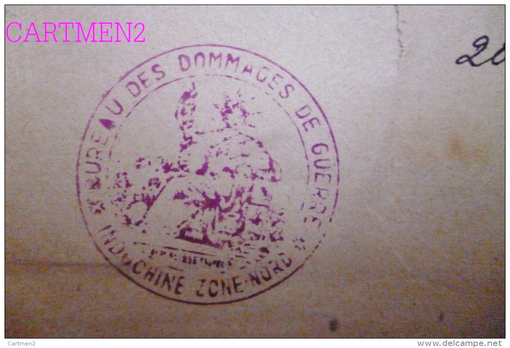 LETTRE D'INDOCHINE HAUT COMMISSARIAT DE FRANCE DOMMAGES DE GUERRE + CACHET MILITAIRE VIETNAM - Covers & Documents