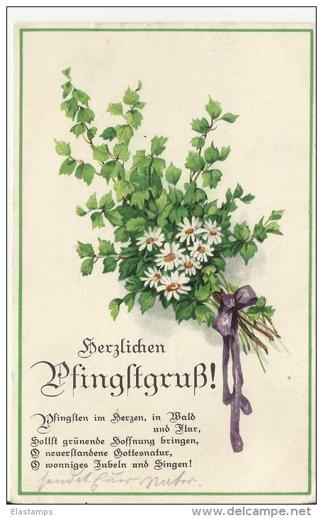 =DE AK  PFINGSTEN  FELDPOST 1917 MARGARITEN - Pinksteren