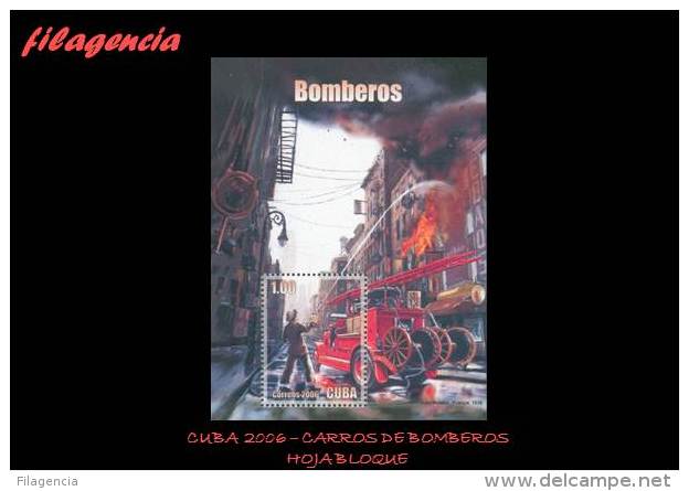 AMERICA. CUBA MINT. 2006 ANTIGUOS CARROS DE BOMBEROS. HOJA BLOQUE - Unused Stamps