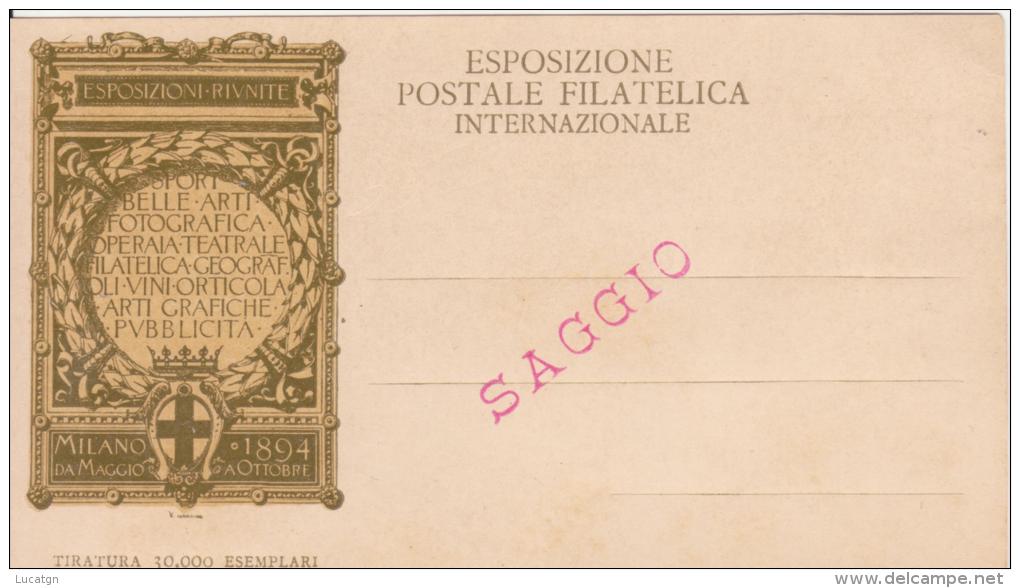 Esposizione Postale Filatelica Internazionale Milano 1894 SAGGIO - Esposizioni