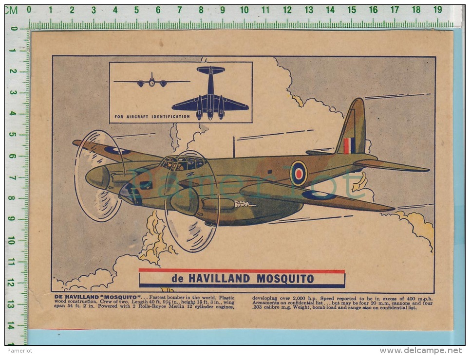 1941( Havilland Mosquito And Plan For Aircraft Identification ) 2 Scan - Aviación