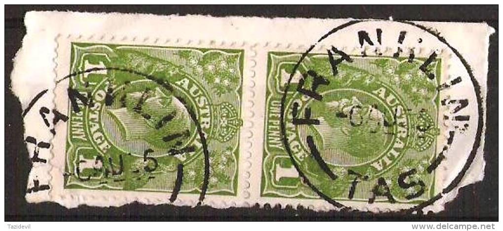 TASMANIA - 1935 Postmark CDS On Pair Of 1d Green King George V - FRANKLIN - Used Stamps