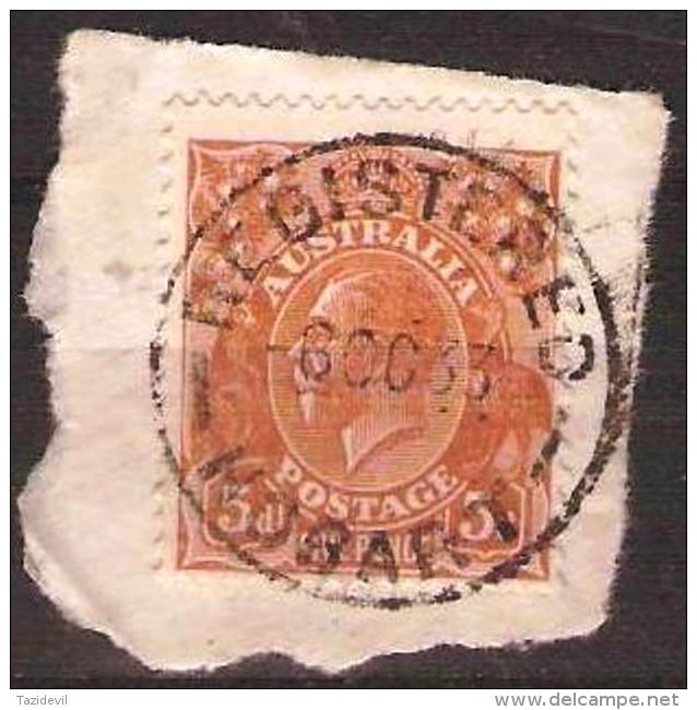 TASMANIA - 1933 Postmark CDS On 5d Brown King George V - REGISTERED, HOBART - Oblitérés