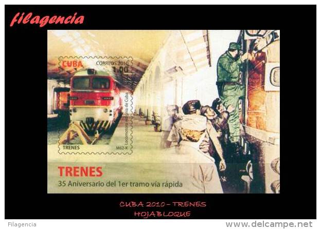 AMERICA. CUBA MINT. 2010 TRENES ACTUALES EN CUBA. HOJA BLOQUE - Unused Stamps