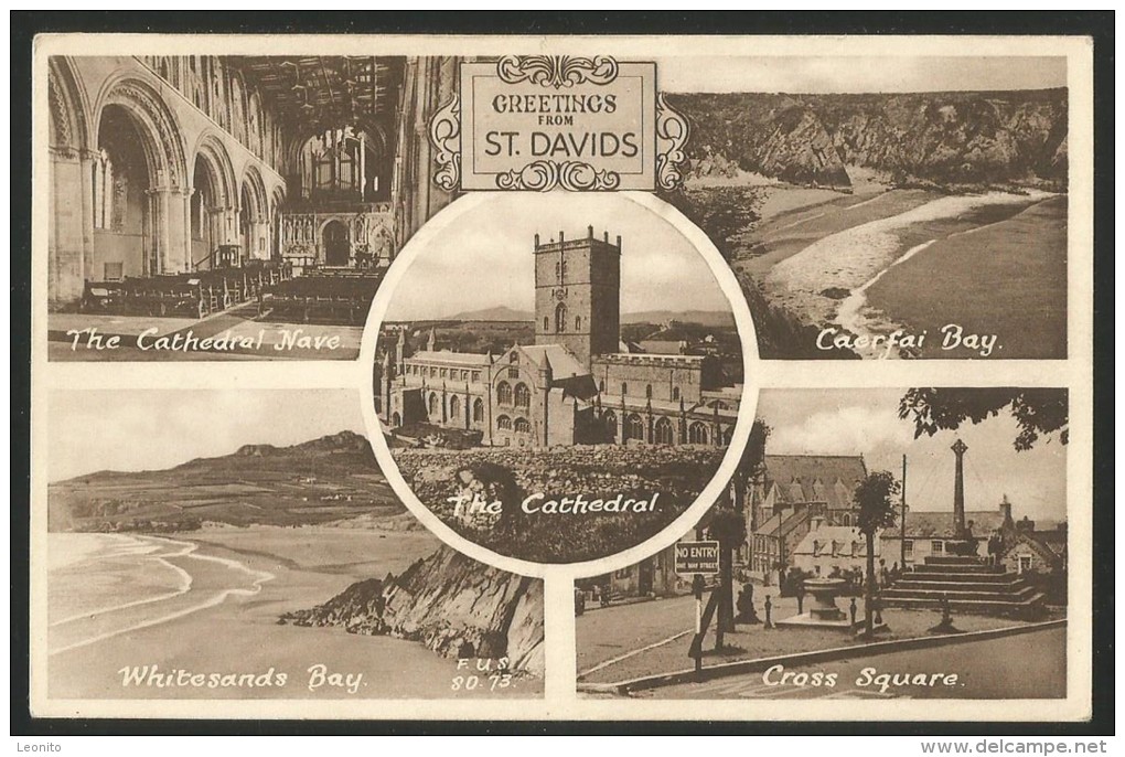 ST. DAVIS West Wales Pembrokeshire Dyfed Caerfai Bay Whitesands Bay Cathedral Nave Cross Square - Pembrokeshire