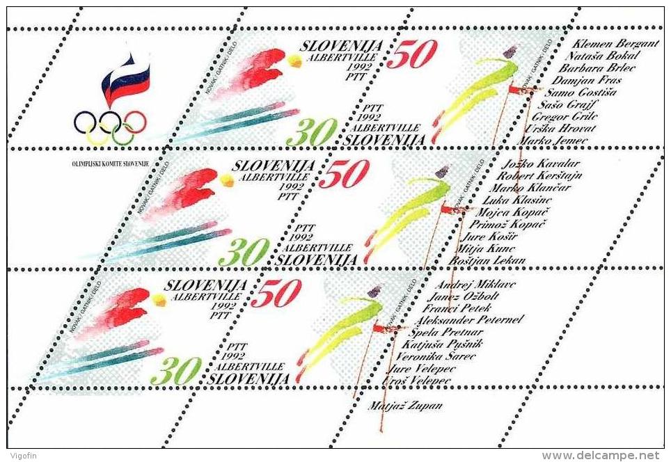 SI 1992-06-7 OLYMPIC GAMES ALBERTVILLE. SLOVENIA, MS, MNH - Slowenien