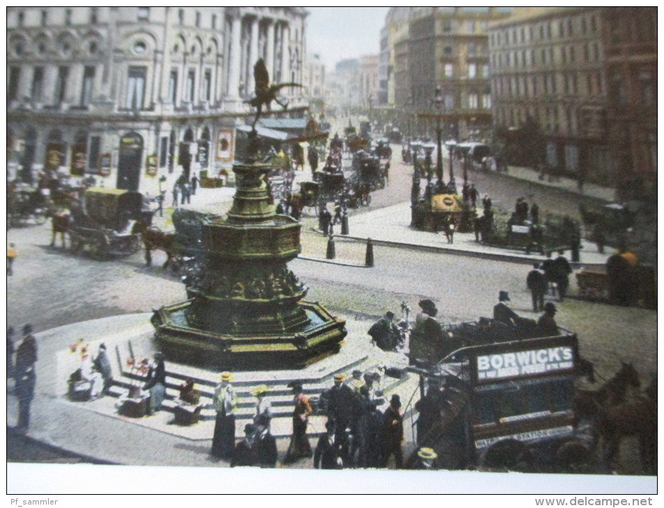 AK / Fotokarte (?) 1908 Piccadilly Cirus, London Pferdekutschen Echt Gelaufen! - Piccadilly Circus