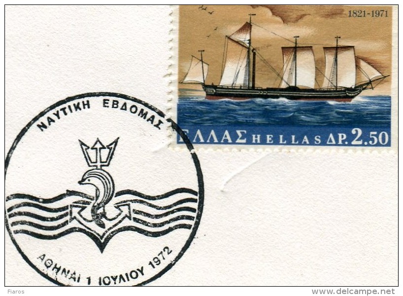 Greece- Greek Commemorative Cover W/ "Nautical Week" [Athens 1.7.1972] Postmark - Postembleem & Poststempel