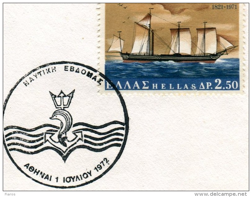 Greece- Greek Commemorative Cover W/ "Nautical Week" [Athens 1.7.1972] Postmark - Postembleem & Poststempel