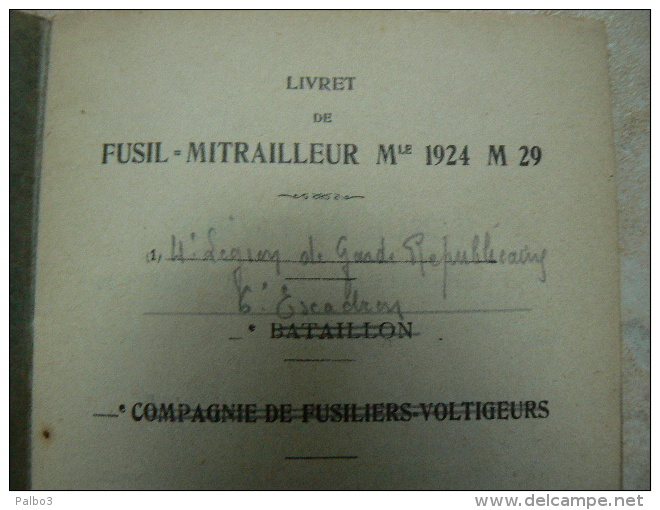 Livret De Fusil Mitrailleur Carnet De Tir Francais FM 24 29 Vierge - Decorative Weapons