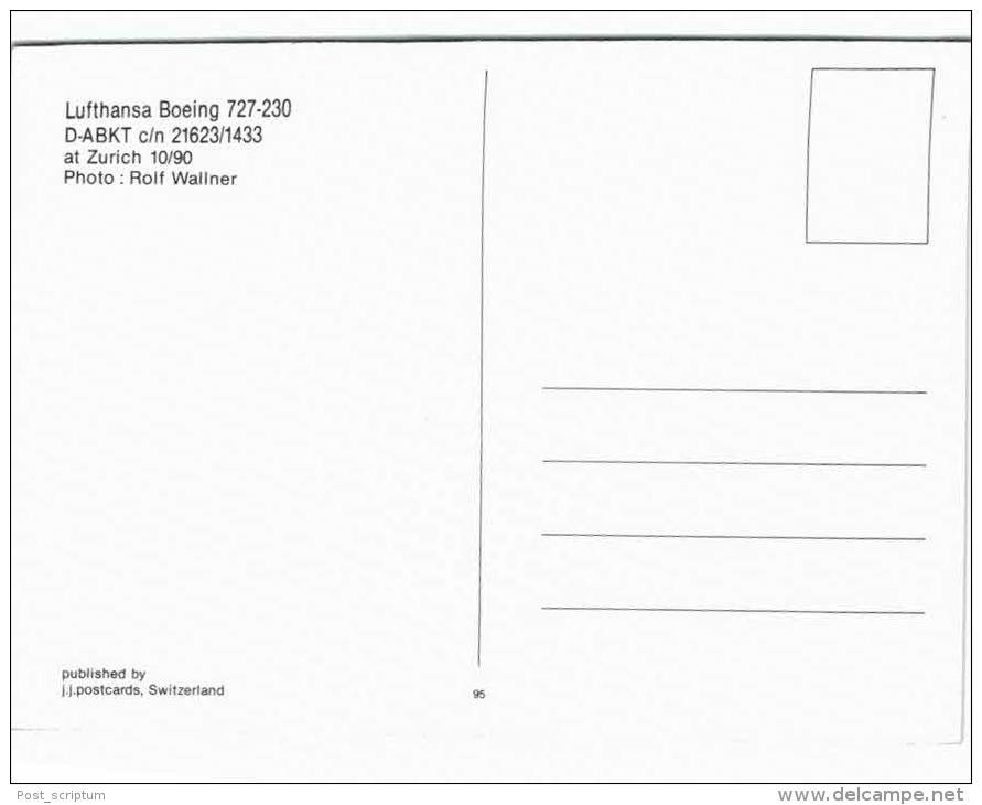 Thème -  Avion - JJ Postcards 95 - Lufthansa Boeing 727 230 D ABKT Cn 21623/1433 Zurich 10/90 - 1946-....: Moderne