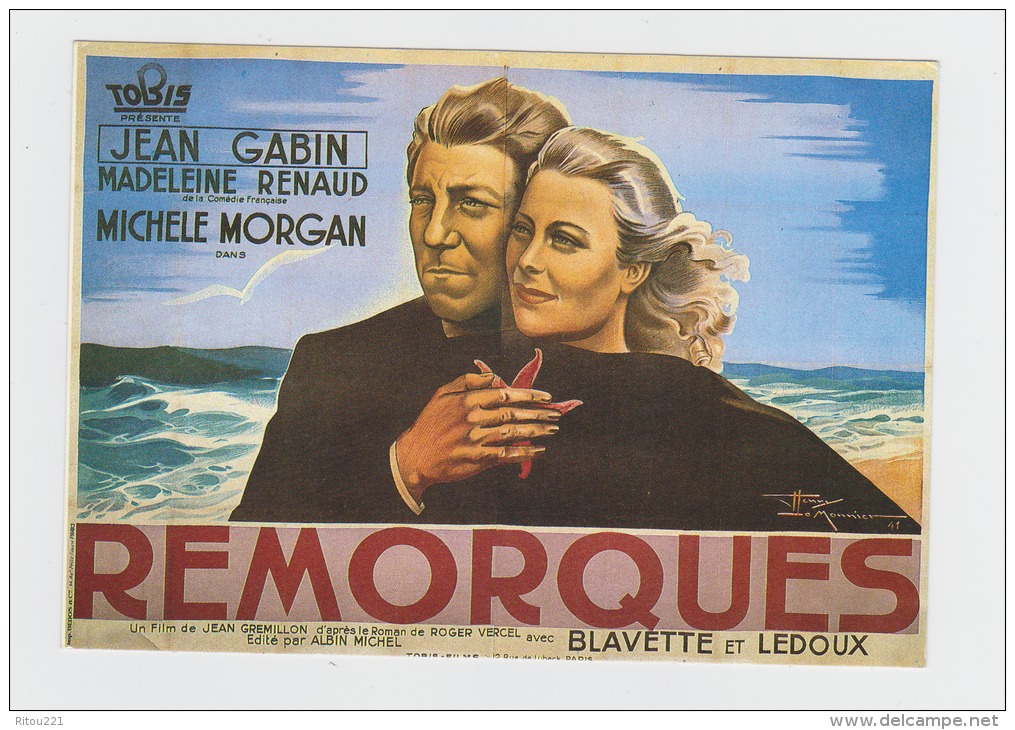 Cinéma Affiche Sur Carte " Remorques "Jean Gabin Michèle Morgan - Mer Coquillage étoile De Mer - - Posters On Cards