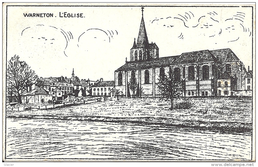 WARNETON - L´ Eglise - Guerre 1914-18 - Dessin Allemande - Feldpost Militaire - Comines-Warneton - Komen-Waasten